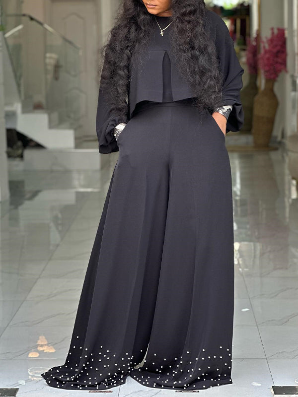 High-Low Top & Wide-Leg Pants Set
