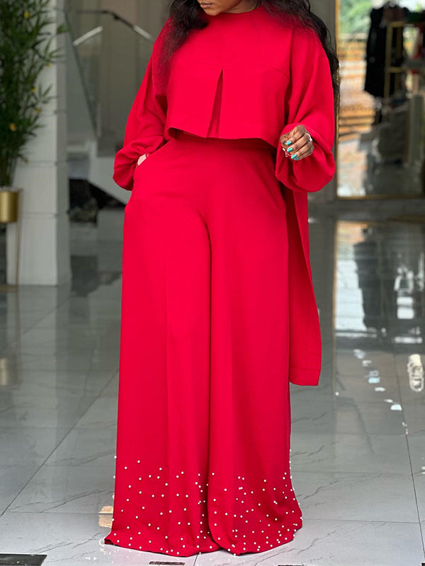 High-Low Top & Wide-Leg Pants Set