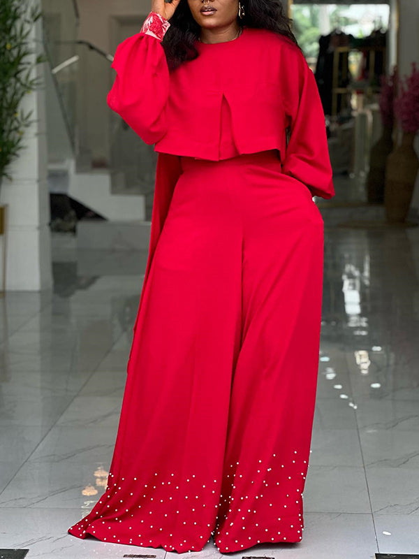High-Low Top & Wide-Leg Pants Set