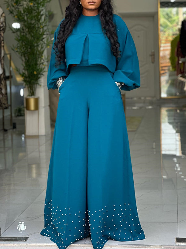 High-Low Top & Wide-Leg Pants Set