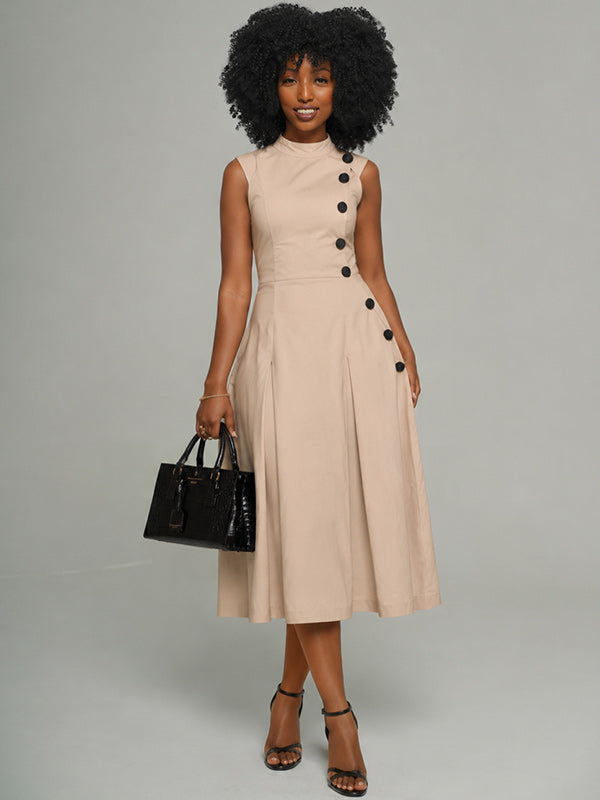 Button Sleeveless Dress