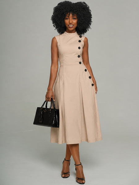 Button Sleeveless Dress