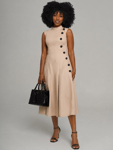 Button Sleeveless Dress