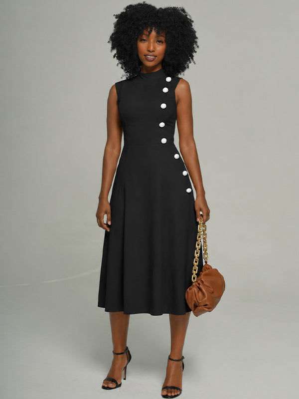 Button Sleeveless Dress
