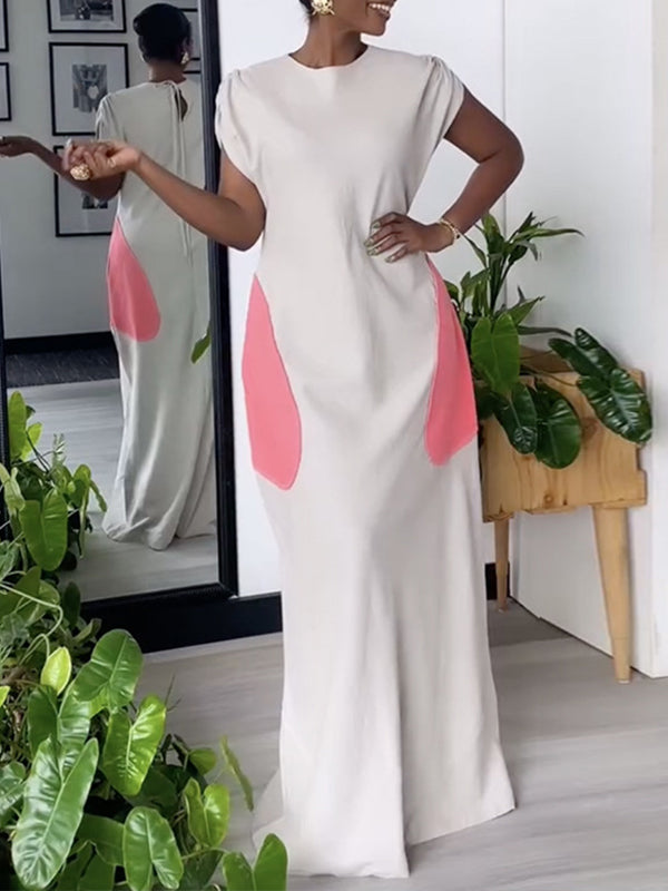 Contrast Tied Maxi Dress