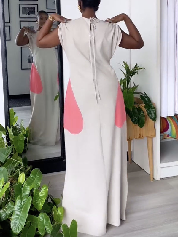 Contrast Tied Maxi Dress