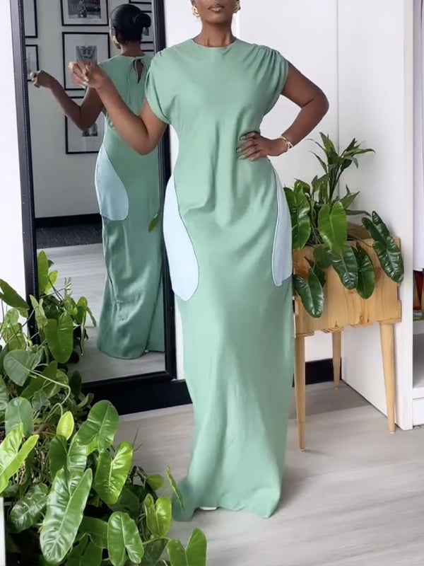 Contrast Tied Maxi Dress