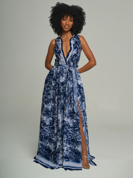 Printed Tied Sleeveless Shirt Dress -- sold out