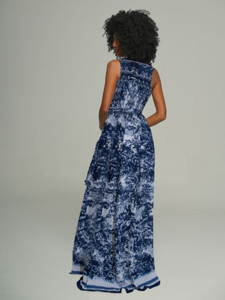 Printed Tied Sleeveless Shirt Dress -- sold out