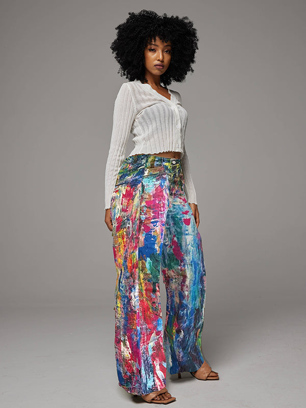 Abstract Printed Straight Pants