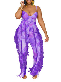 Printed Cami Top & Fringe Pants Set