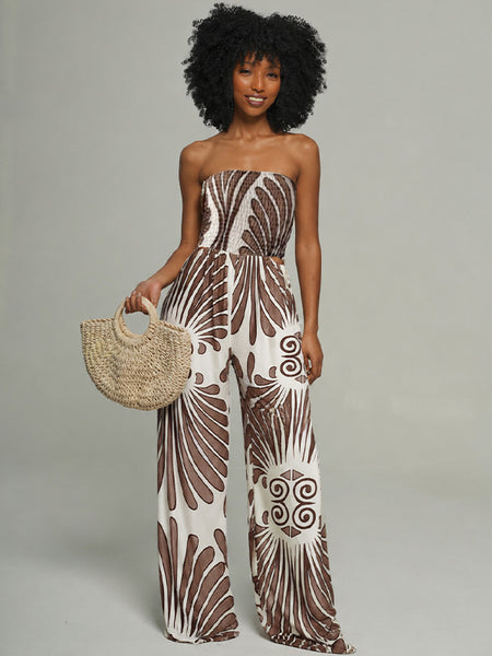 Printed Strapless Jumpsuit