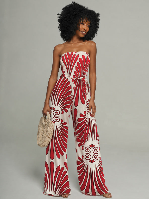 Printed Strapless Jumpsuit