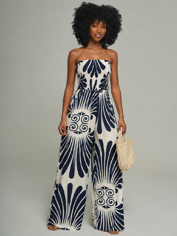 Printed Strapless Jumpsuit