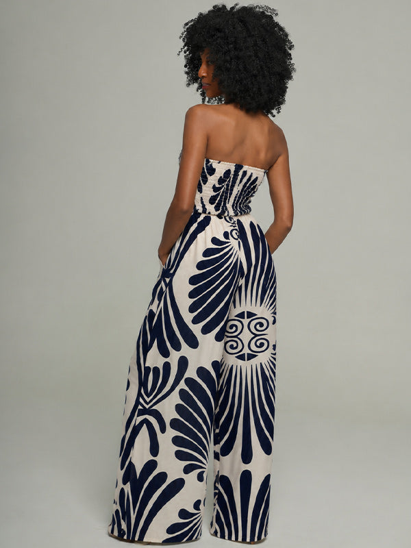 Printed Strapless Jumpsuit