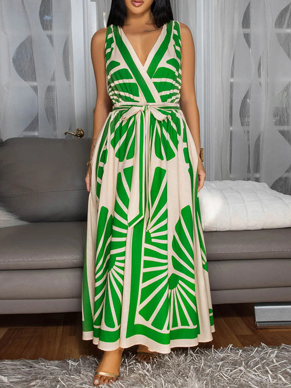 Printed Tied Sleeveless Dress