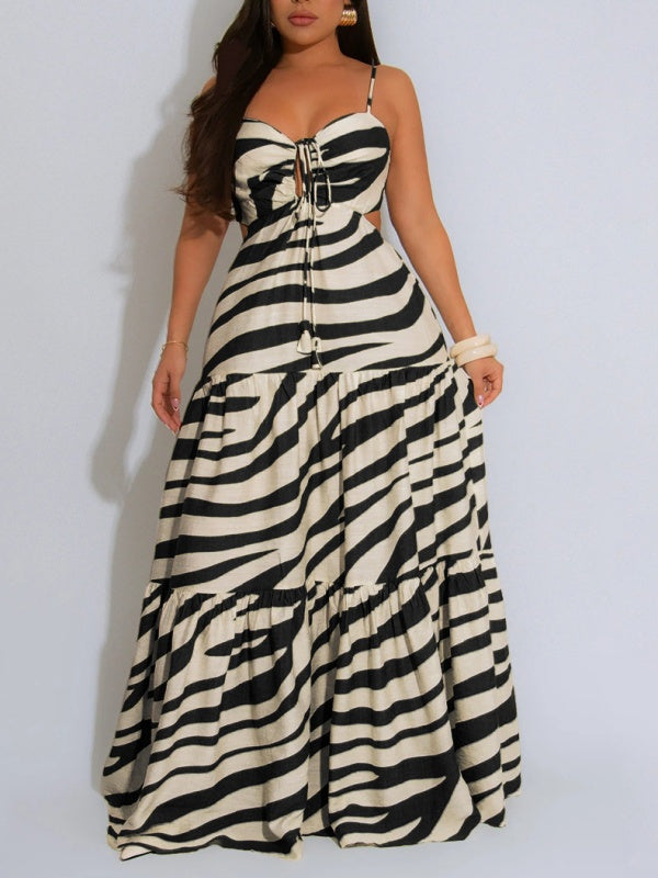 Printed Cami Ruffle Dress
