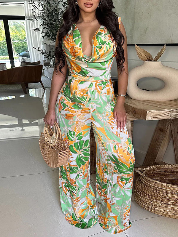 Printed Sleeveless Jumpsuit