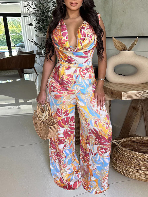 Printed Sleeveless Jumpsuit