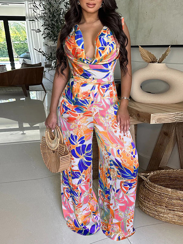 Printed Sleeveless Jumpsuit