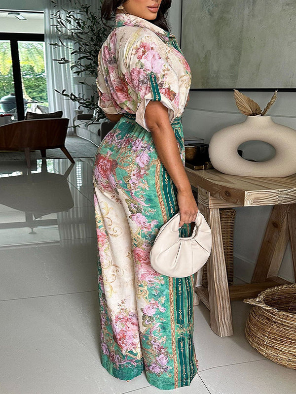 Printed V-Neck Jumpsuit