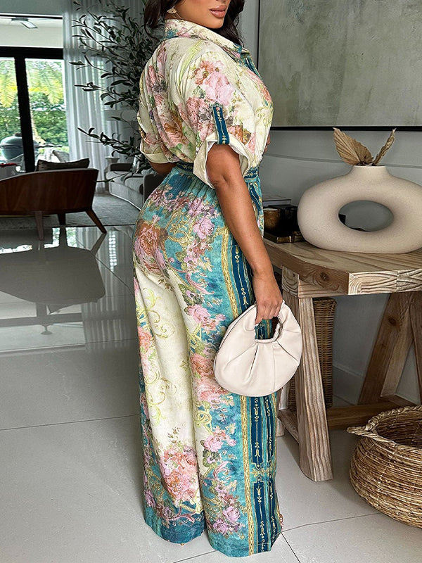 Printed V-Neck Jumpsuit
