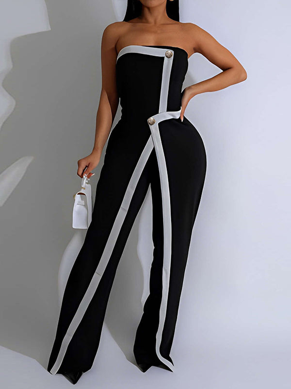 Two-Tone Strapless Jumpsuit
