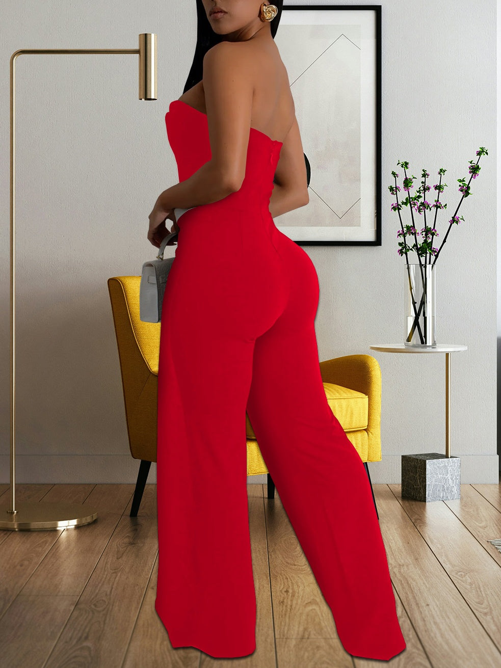 Two-Tone Strapless Jumpsuit