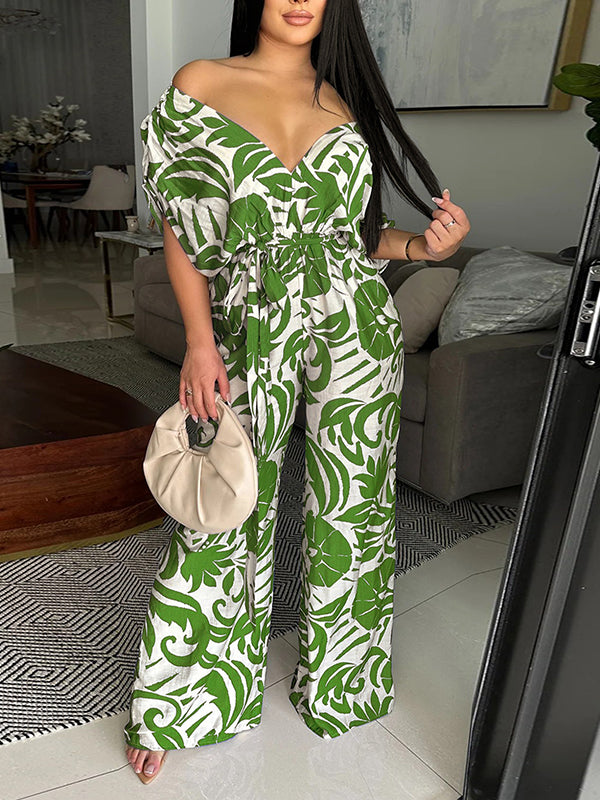 Printed Off-Shoulder Jumpsuit