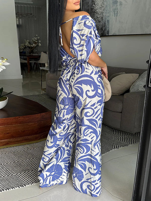 Printed Off-Shoulder Jumpsuit