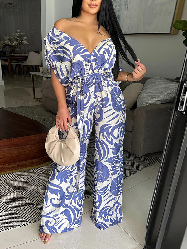 Printed Off-Shoulder Jumpsuit