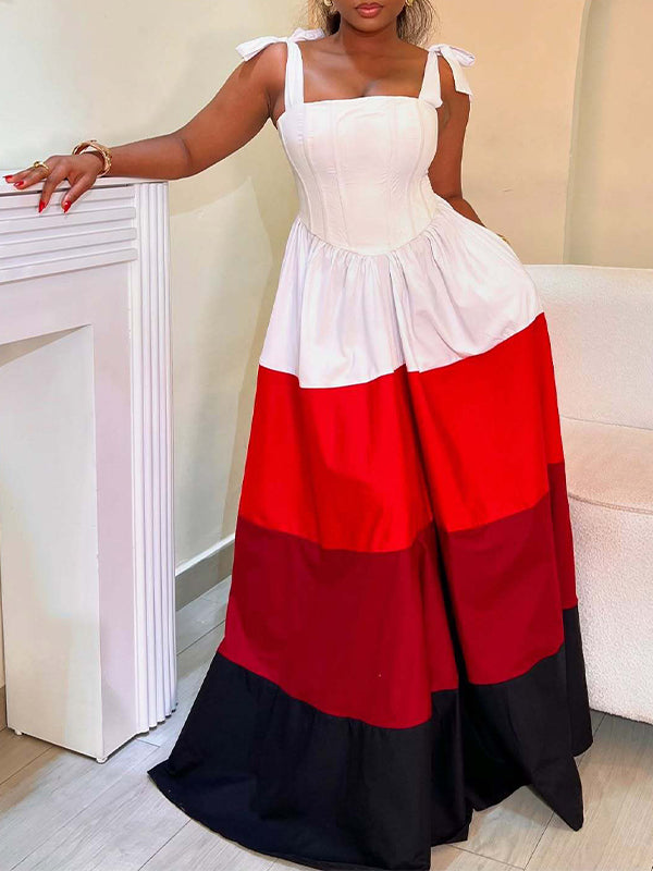 Colorblock Sleeveless Maxi Dress