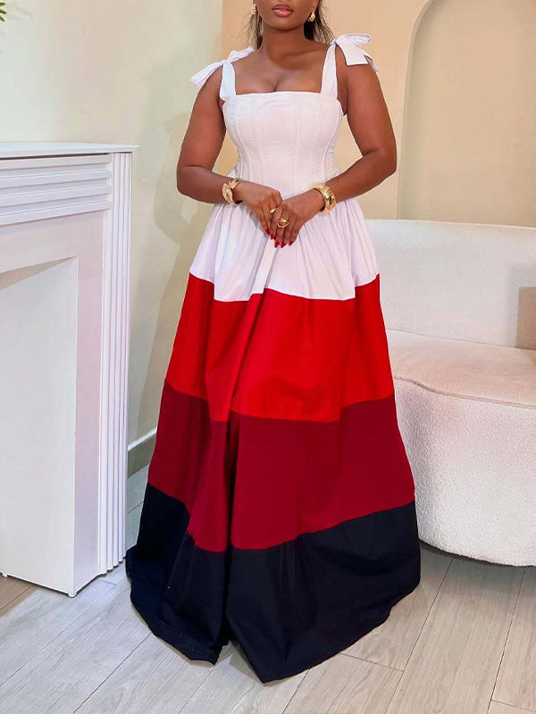 Colorblock Sleeveless Maxi Dress