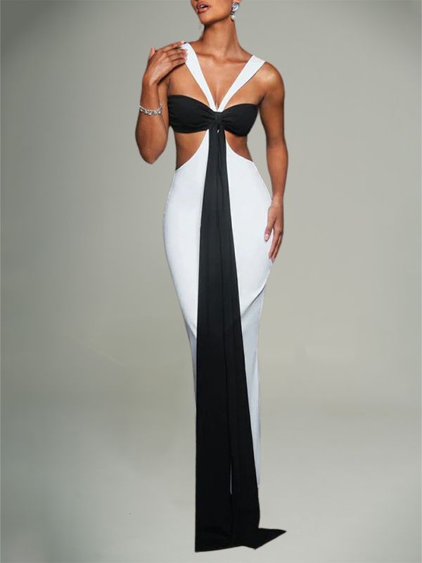 Two-Tone Sleeveless Maxi Dress