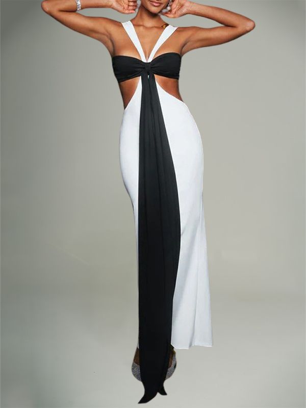 Two-Tone Sleeveless Maxi Dress