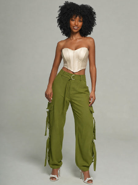 Solid Cargo Jogger Pants