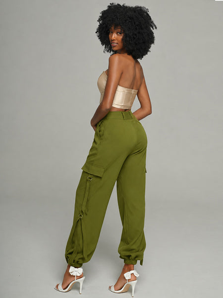 Solid Cargo Jogger Pants