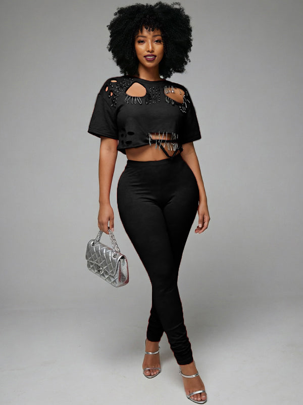 Ripped Tee & Pants Set