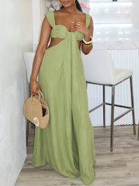Solid Sleeveless Wide-Leg Jumpsuit