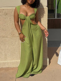 Solid Sleeveless Wide-Leg Jumpsuit