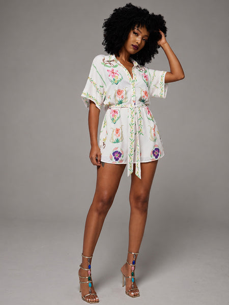 Printed Tied Romper