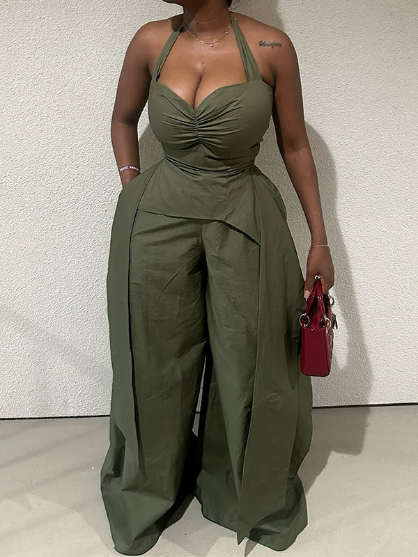 Halter Top & Wide-Leg Pants Set