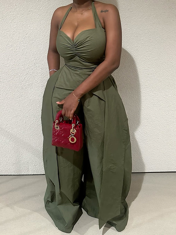 Halter Top & Wide-Leg Pants Set