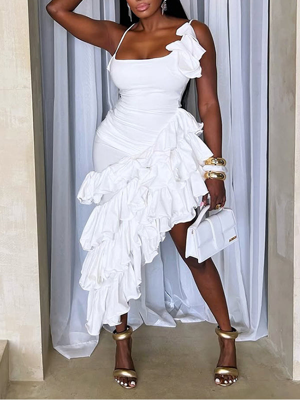 Solid Ruffle Cami Dress