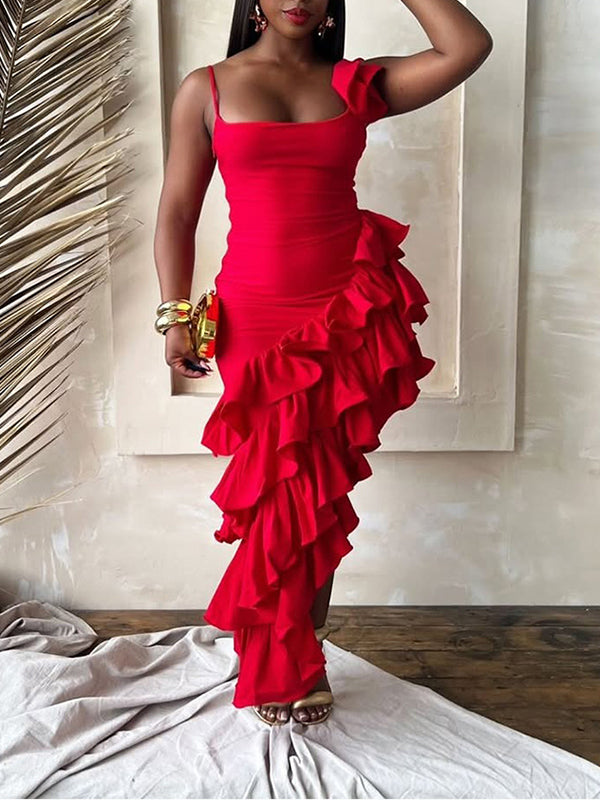 Solid Ruffle Cami Dress