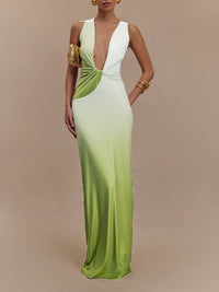 Ombre Plunge Sleeveless Dress