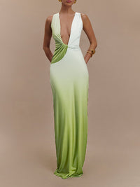 Ombre Plunge Sleeveless Dress