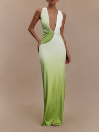 Ombre Plunge Sleeveless Dress
