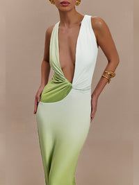 Ombre Plunge Sleeveless Dress