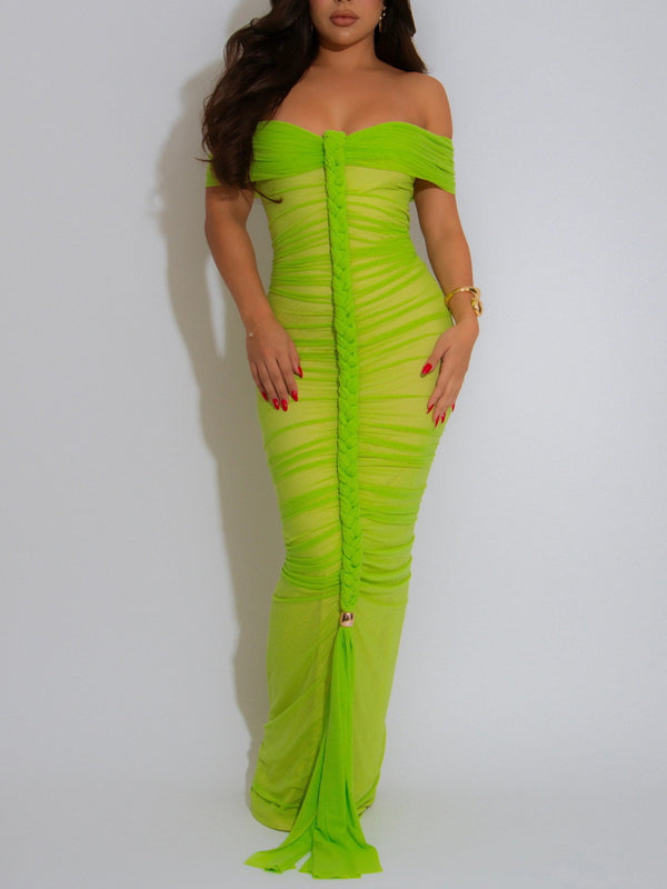 Off-Shoulder Ruched Maxi Dress